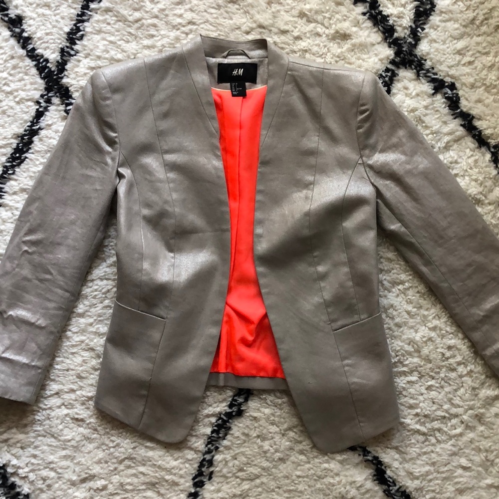 H&M silver linen blazer